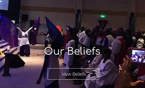 women dancing with flags in the sanctuary