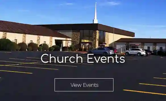 the church building with a blue sky